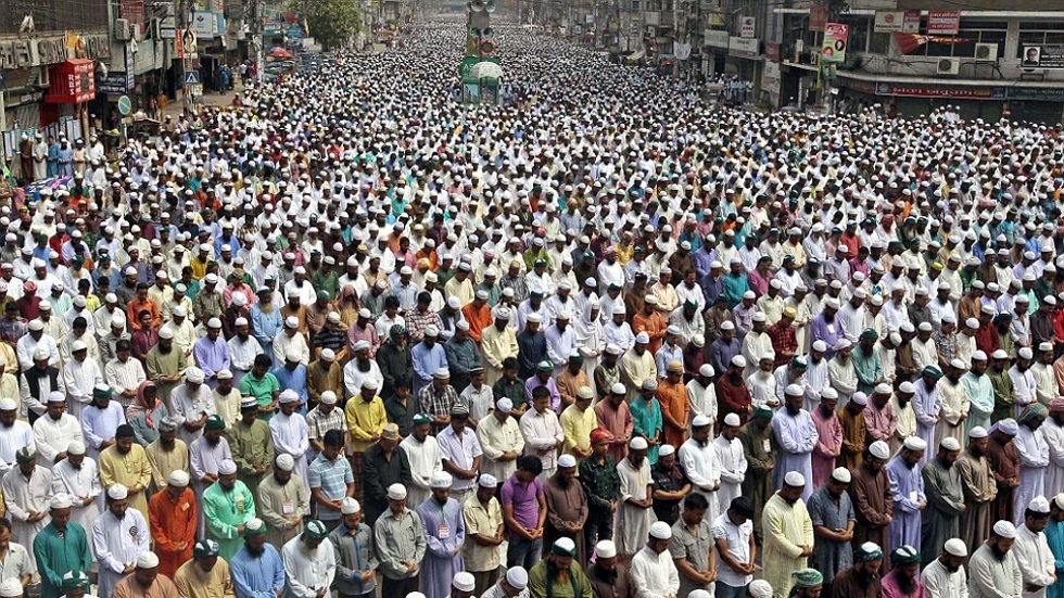 Muslims doing Prayer at Eid Day in Bangladesh