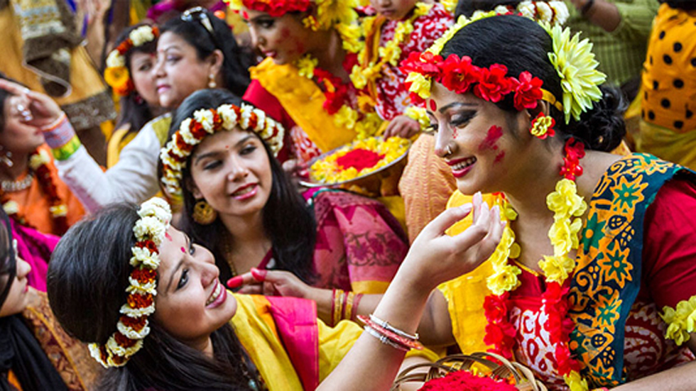 People celebrating 1st Boishakh in Bangladesh